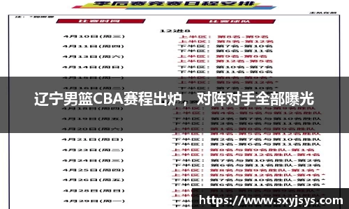 辽宁男篮CBA赛程出炉，对阵对手全部曝光